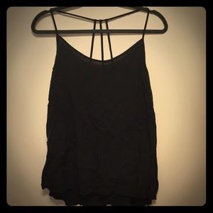 Spaghetti strap black flowy tank top